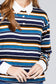 Ladies fashion plus size long sleeve multi striped dty brushed shirts