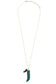 Elongated double horn pendant necklace