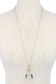 Double horn natural stone pendant necklace