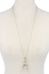 Double horn natural stone pendant necklace