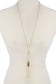 Cut Out Long Oval Bead Tassel Pendant Necklace