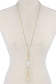 Cut Out Long Oval Bead Tassel Pendant Necklace