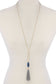 Cut Out Long Oval Bead Tassel Pendant Necklace