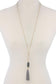 Cut Out Long Oval Bead Tassel Pendant Necklace