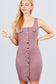 Sleeveless Deep Square Neck Button Down Detail Mini Woven Dress