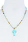 Chic Beaded And Cross Pendant Necklace