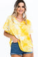 Tie-dye Top Featured In A V-neckline And Cuff Sort Sleeves