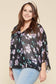 Plus Size Floral Chiffon Sheer Surplice Top