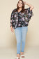 Plus Size Floral Chiffon Sheer Surplice Top
