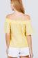 Short Sleeve Off The Shoulder Eyelet Woven Top