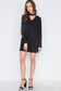 Long Sleeve V-cut Out Solid Mini Dress