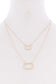 2 Layered Chain Oval Pendant Metal Necklace Earring Set