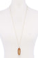 Acetate Oval Metal Edge Pendant Necklace