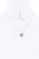 2 Layered Chain Metal Square Marbling Stone Pendant Necklace