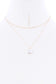 2 Layered Chain Metal Square Marbling Stone Pendant Necklace