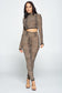 Animal Print Long Sleeve Two Piece Set