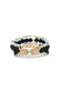 Natural Stone Glass Bead Stretch Multi Bracelet 3 Pc Set