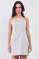 Light Grey Cotton Sleeveless Back Criss Cross Straps Square Neck Side Pockets Apron Mini Dress