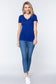 Short Slv V-neck Henley Knit Top