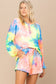 Tie-dye Printed Knit Top And Shorts Set