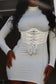 Mock Neck Long Sleeve Bodycon Mini W Bustier Detail And Stitching
