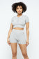 Collar Crop Top + Shorts Set