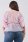 Plus Sheer Mesh Ruffle Lace-up V-neck Detail Wide Sleeve Relaxed Top
