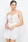 Cinched Zip Sweetheart Pleated Romper