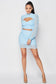 Sexy Sheer Cutout Puff Sleeved Top And Skirt Set