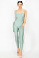 Solid Skinny Cinched Sweetheart Jumpsuit