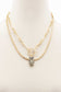 Oval Stone Toggle Clasp Layered Necklace