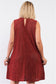 Plus Rust And Nude Illusion High Neck Swing Dress