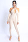 Overlock Detailed Cross Halter Keyhole Neck Off Shoulder Set