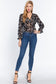 Ruffle Slv Floral Print Chiffon Top