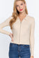 Notched Collar Zippered Sweater