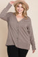 Plus Size Solid Buttery Soft V Neck Button Up High Quality Two Tone Knit Cardigan