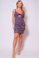 Spaghetti Strap Twist Front Cutout Floral Ruched Mini Dress