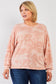 Plus Marsala Tie-dye Print Crew Neck Long Sleeve Loose Fit Sweatshirt