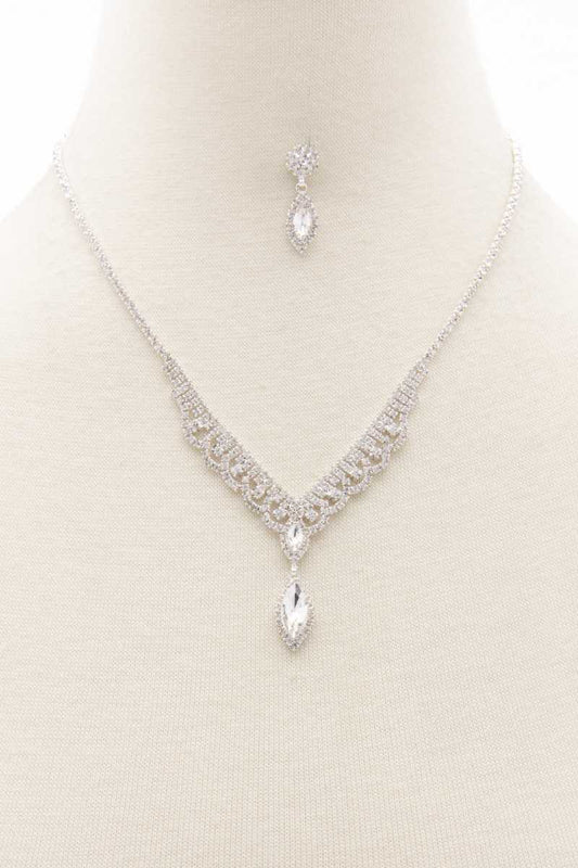 Marquise Shape Rhinestone Necklace