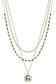 3 Layered Metal Crystal Bead Chain Hexagon Leopard Pendant Necklace