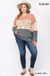 Color Block And Leopard Pattern Mixed Pullover Sweater