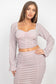 Sparkling Long Sleeves Ruching Back & Skirts Set