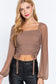 Long Slv Ruched Mesh Knit Top