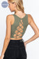 Sleeveless Scoop Neck Back Lace-up Detail Seamless Rib Knit Top
