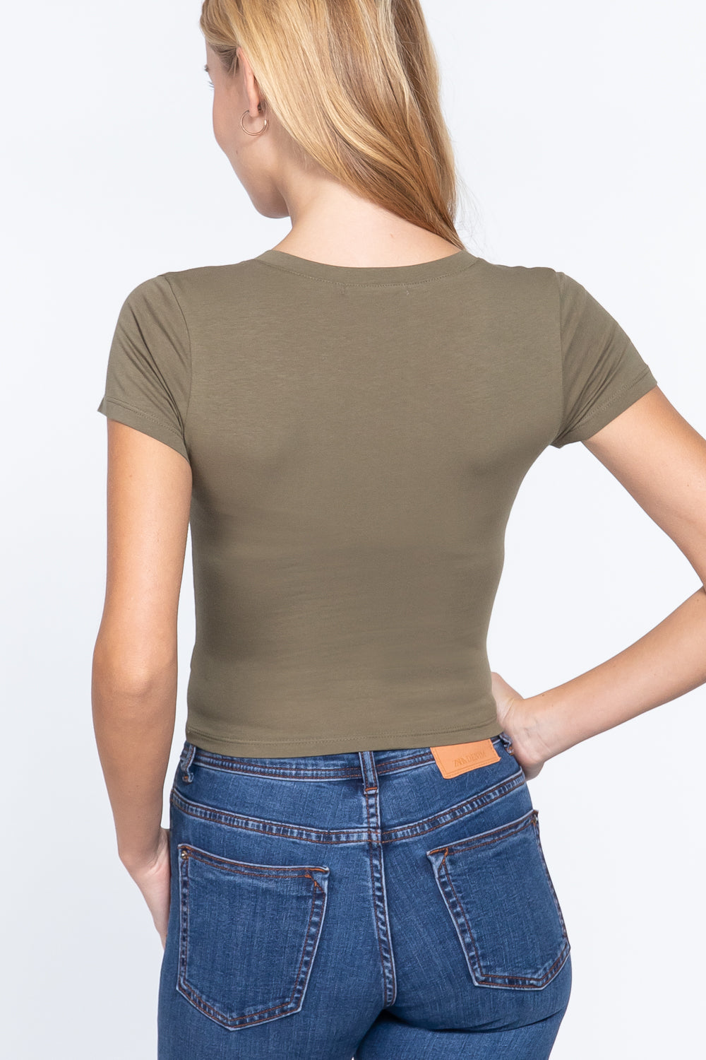 Short Sleeve V-neck Crop Top