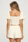 V-bar Puff Sleeve Top & Skorts Set
