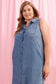 Sleeveless Denim Maxi Shirt Dress