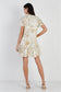 Olive & Taupe Color Paint Print Ruffle Hem Button Up Detail Mini Dress