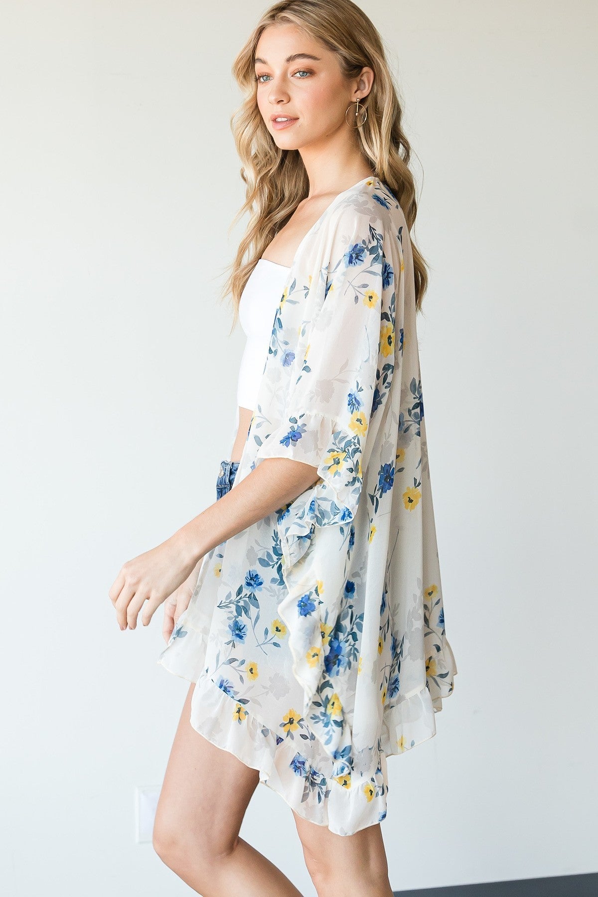 Ruffle Trim Lightweight Kimono