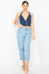 Denim Halter Neck Seamed Crop Top